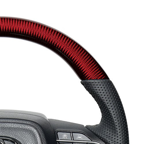 REAL ORIGINAL SERIES D SHAPE RED CARBON BLACK STITCH STEERING WHEEL FOR SUZUKI RANDY 90  TYK-RDC