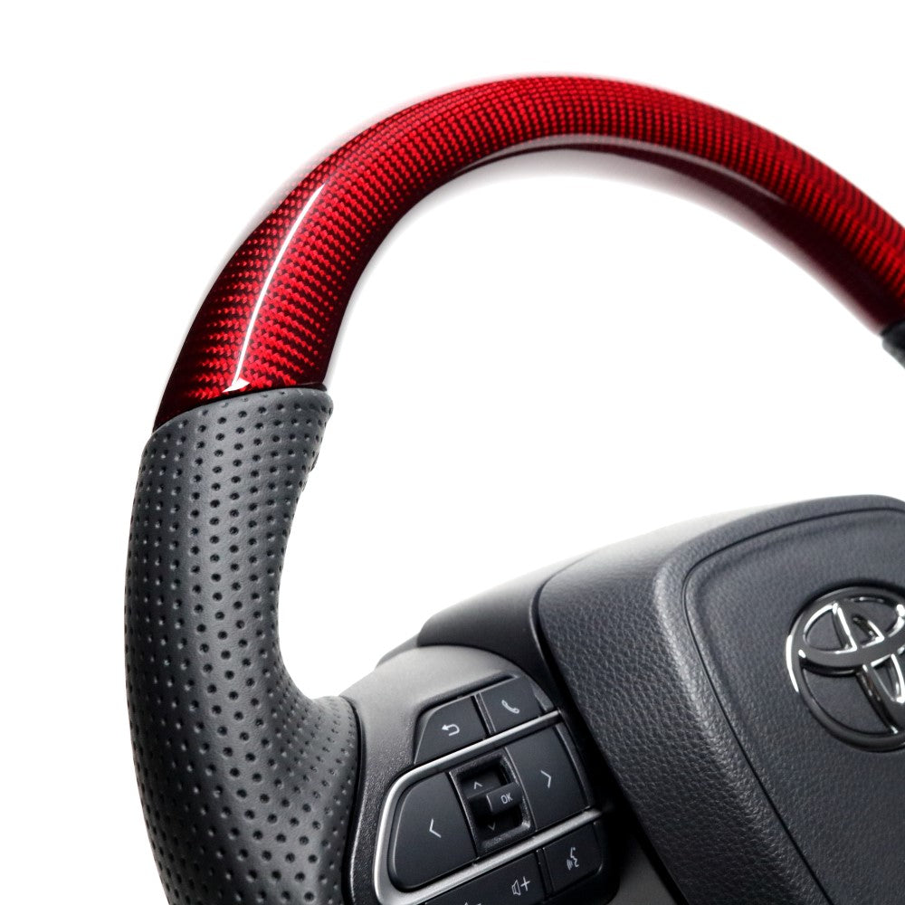 REAL ORIGINAL SERIES D SHAPE RED CARBON BLACK STITCH STEERING WHEEL FOR SUZUKI RANDY 90  TYK-RDC