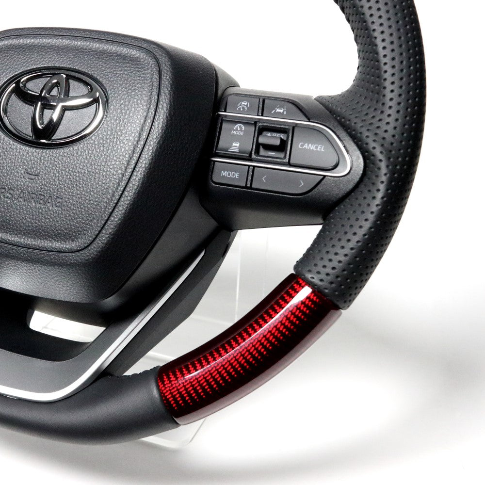 REAL ORIGINAL SERIES D SHAPE RED CARBON BLACK STITCH STEERING WHEEL FOR SUZUKI RANDY 90  TYK-RDC