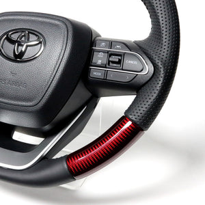 REAL ORIGINAL SERIES D SHAPE RED CARBON BLACK STITCH STEERING WHEEL FOR SUZUKI RANDY 90  TYK-RDC