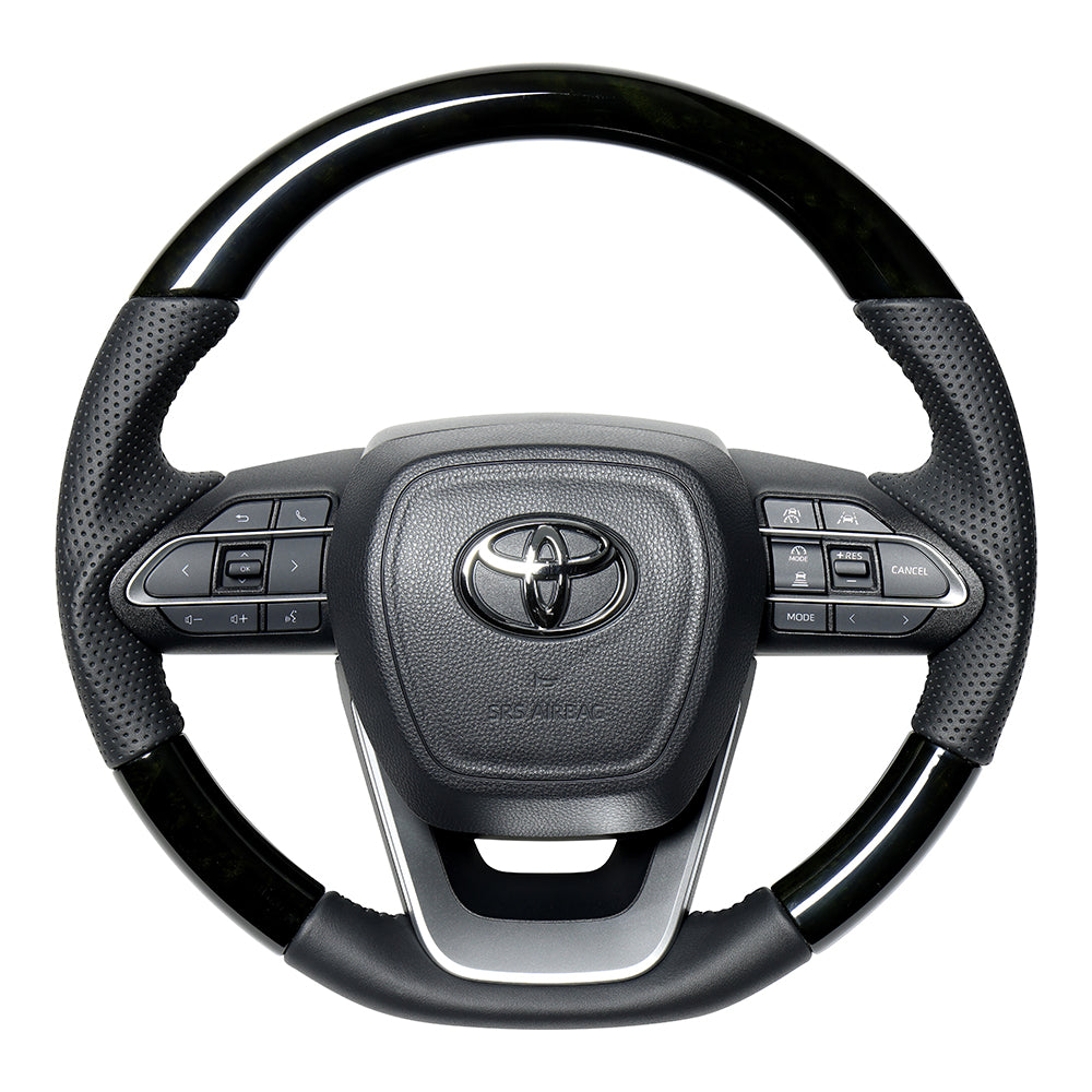 REAL ORIGINAL SERIES D SHAPE BLACK WOOD BLACK STITCH STEERING WHEEL FOR SUZUKI RANDY 90  TYK-BKW