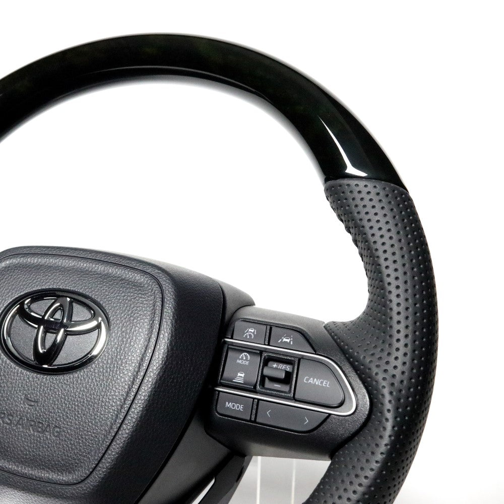 REAL ORIGINAL SERIES D SHAPE BLACK WOOD BLACK STITCH STEERING WHEEL FOR SUZUKI RANDY 90  TYK-BKW