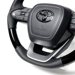 REAL ORIGINAL SERIES D SHAPE BLACK WOOD BLACK STITCH STEERING WHEEL FOR SUZUKI RANDY 90  TYK-BKW