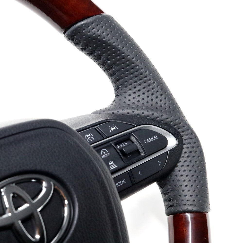 REAL ORIGINAL SERIES D SHAPE BROWN WOOD BLACK STITCH STEERING WHEEL FOR SUZUKI RANDY 90  TYK-BRW