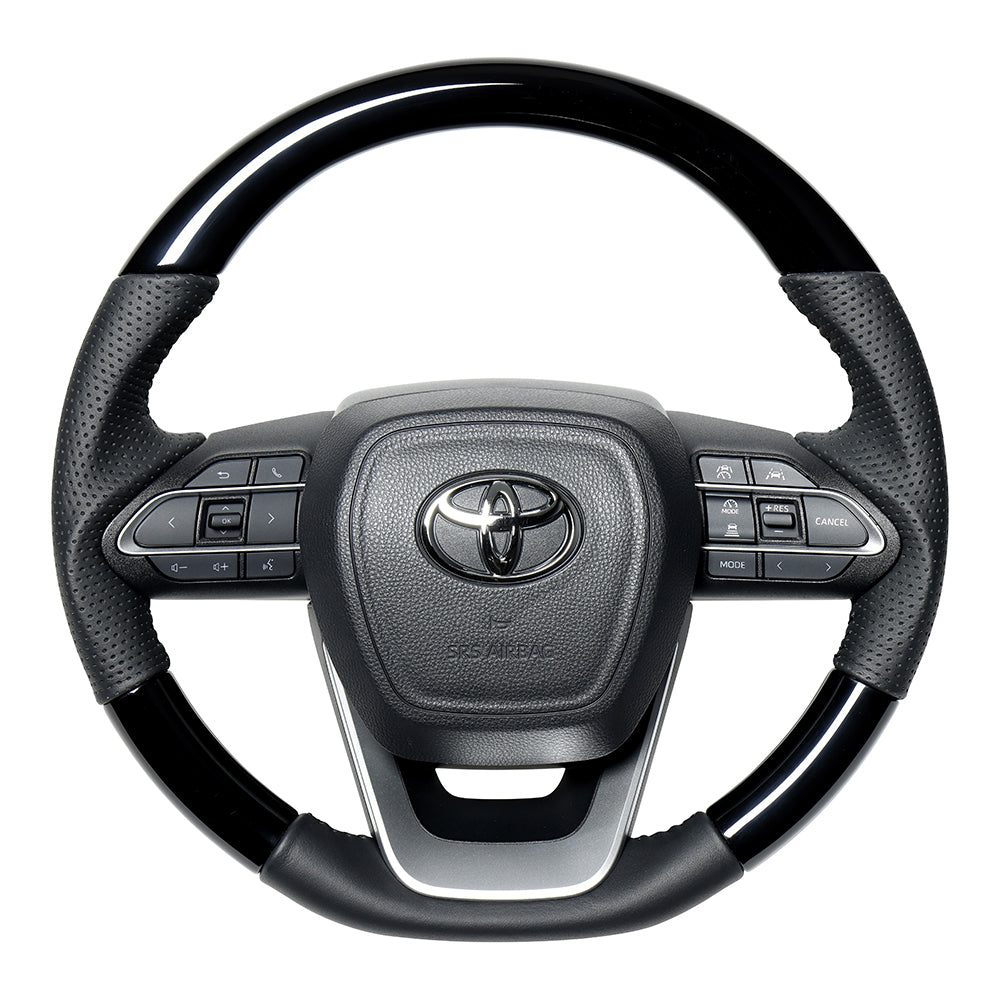 REAL ORIGINAL SERIES D SHAPE PIANO BLACK BLACK STITCH STEERING WHEEL FOR SUZUKI RANDY 90  TYK-PBW