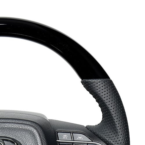 REAL ORIGINAL SERIES D SHAPE PIANO BLACK BLACK STITCH STEERING WHEEL FOR SUZUKI RANDY 90  TYK-PBW
