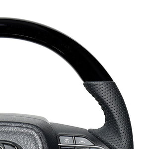 REAL ORIGINAL SERIES D SHAPE PIANO BLACK BLACK STITCH STEERING WHEEL FOR SUZUKI RANDY 90  TYK-PBW