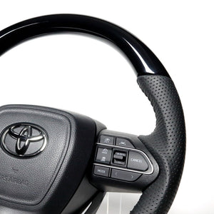 REAL ORIGINAL SERIES D SHAPE PIANO BLACK BLACK STITCH STEERING WHEEL FOR SUZUKI RANDY 90  TYK-PBW
