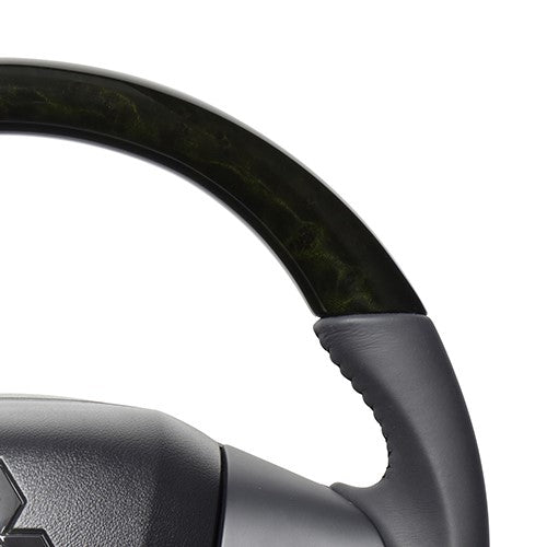 REAL ORIGINAL SERIES SOFT D SHAPE BLACK WOOD BLACK STITCH STEERING WHEEL FOR MAZDA FLARE WAGON MM53S  SZC-BKW-BK