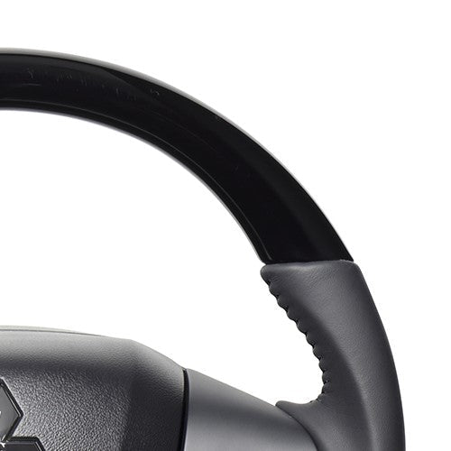 REAL ORIGINAL SERIES SOFT D SHAPE PIANO BLACK BLACK STITCH STEERING WHEEL FOR MAZDA FLARE WAGON MM53S  SZC-PBW-BK