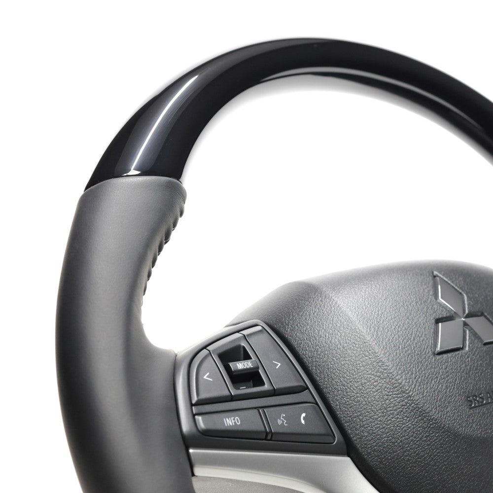 REAL ORIGINAL SERIES SOFT D SHAPE PIANO BLACK BLACK STITCH STEERING WHEEL FOR MAZDA FLARE WAGON MM53S  SZC-PBW-BK