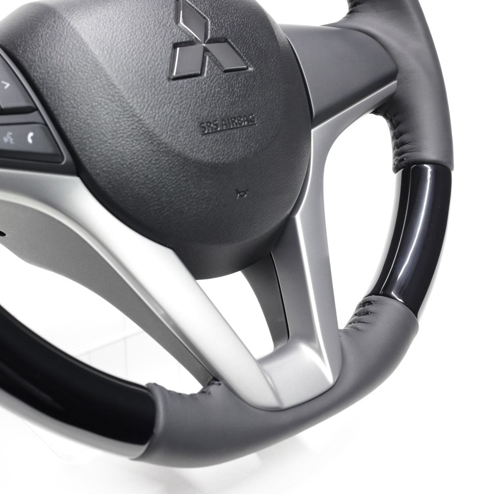 REAL ORIGINAL SERIES SOFT D SHAPE PIANO BLACK BLACK STITCH STEERING WHEEL FOR MAZDA FLARE WAGON MM53S  SZC-PBW-BK