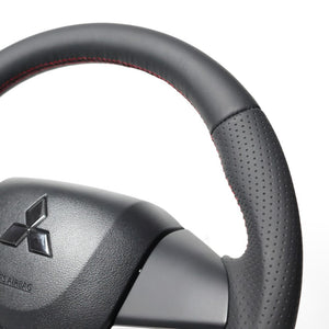 REAL ORIGINAL SERIES SOFT D SHAPE ALL LEATHER RED X BLACK EURO STITCH STEERING WHEEL FOR MAZDA FLARE WAGON MM53S  SZC-LPB-RD