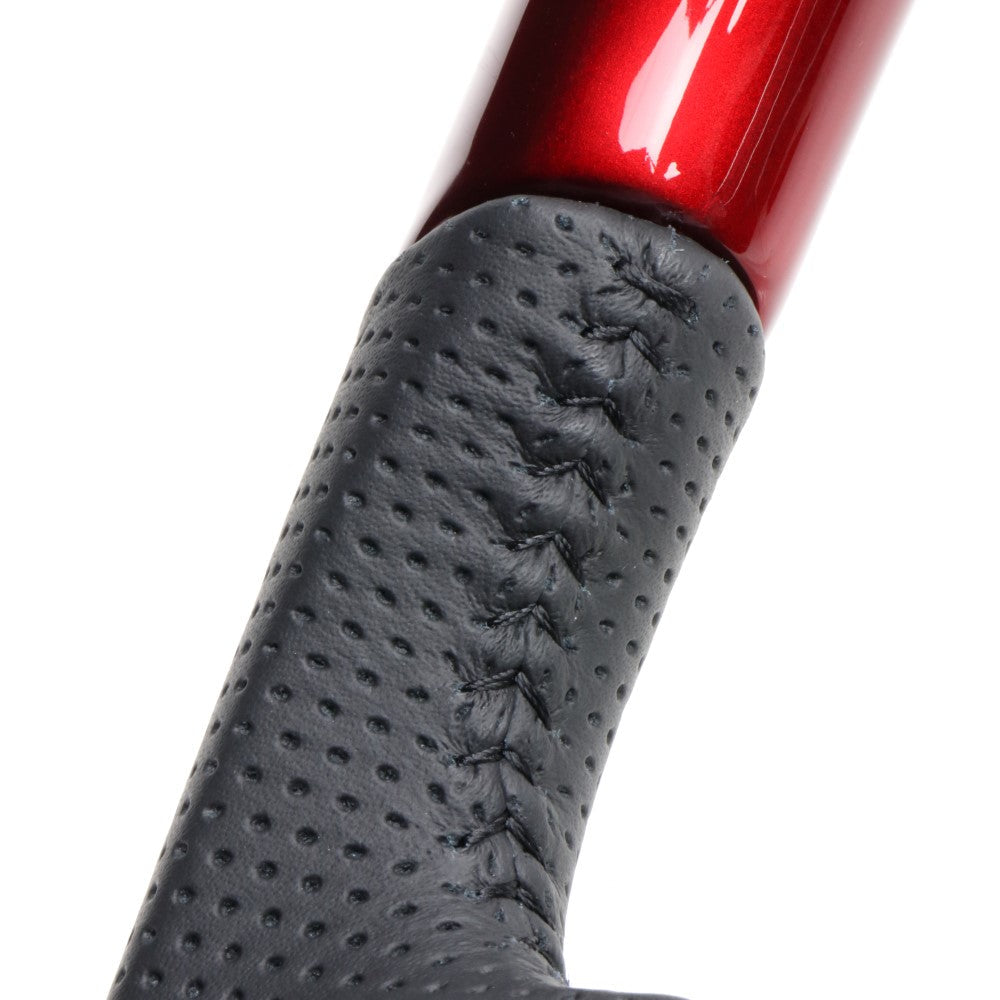 REAL ORIGINAL SERIES SOFT D SHAPE PEARL RED BLACK STITCH STEERING WHEEL FOR DAIHATSU HIJET TRUCK S500P: KOUKI S510P: KOUKI DIB-RDW-BK