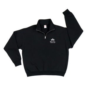 REAL HALF ZIP SWEATSHIRT BLACK L SIZE REAL-HZP-BK-L