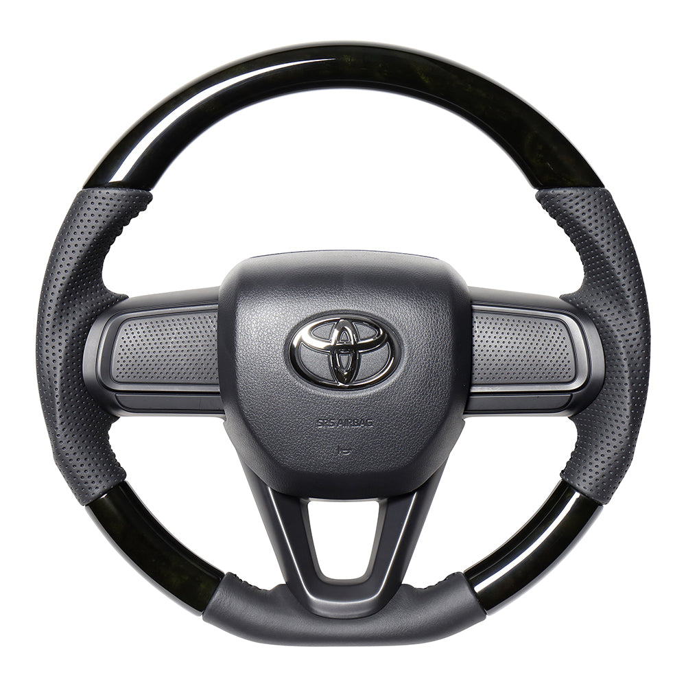 REAL ORIGINAL SERIES SOFT D SHAPE BLACK WOOD BLACK STITCH STEERING WHEEL FOR DAIHATSU ATRAI S700V S710V  DIB-BKW-BK
