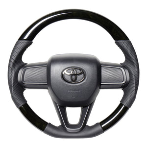 REAL ORIGINAL SERIES SOFT D SHAPE BLACK WOOD BLACK STITCH STEERING WHEEL FOR DAIHATSU ATRAI S700V S710V  DIB-BKW-BK