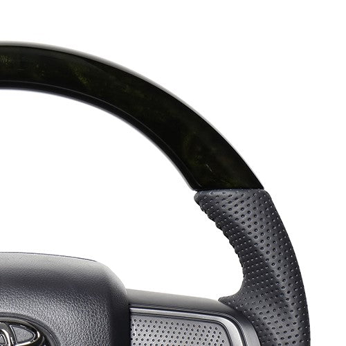 REAL ORIGINAL SERIES SOFT D SHAPE BLACK WOOD BLACK STITCH STEERING WHEEL FOR DAIHATSU ATRAI S700V S710V  DIB-BKW-BK