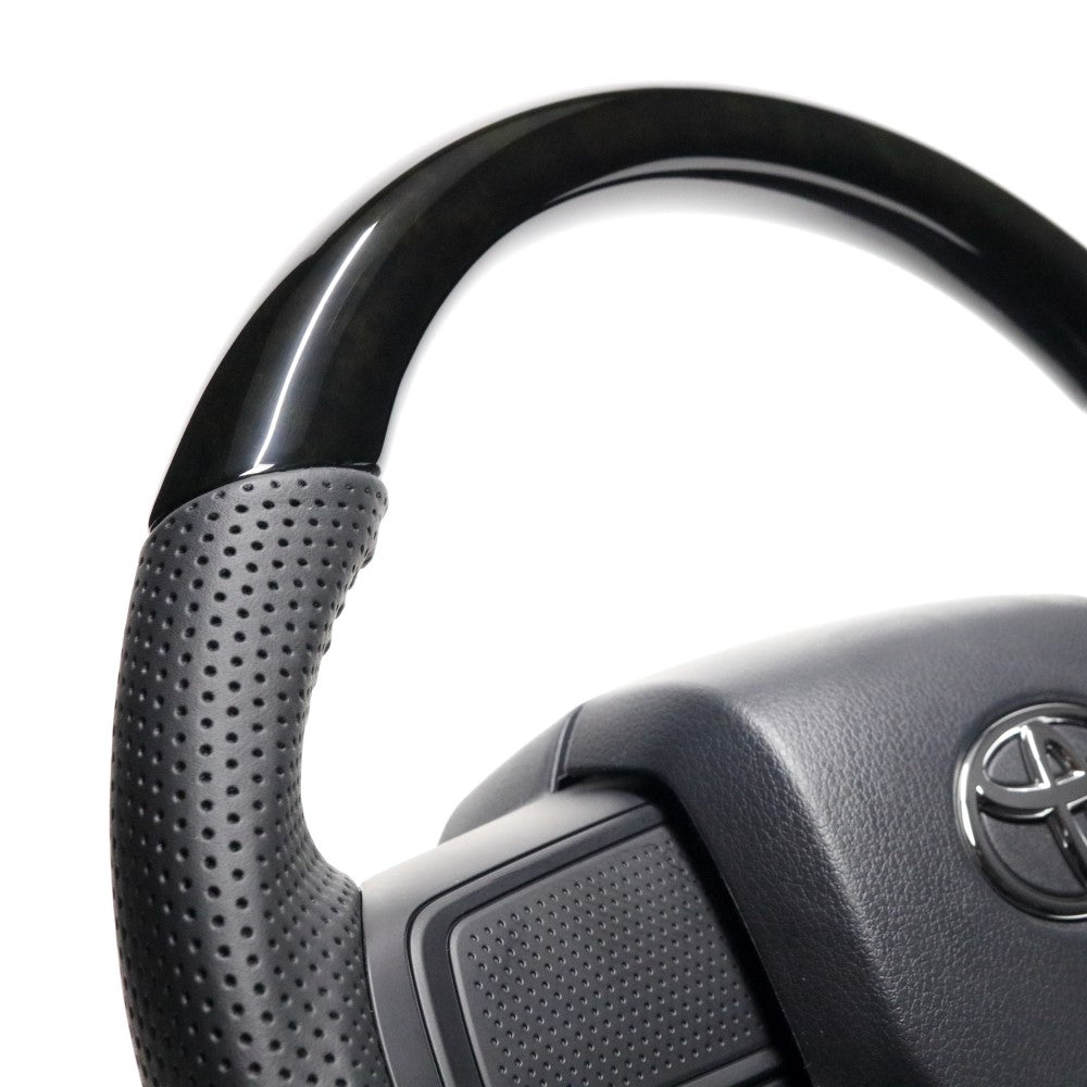 REAL ORIGINAL SERIES SOFT D SHAPE BLACK WOOD BLACK STITCH STEERING WHEEL FOR DAIHATSU ATRAI S700V S710V  DIB-BKW-BK