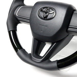 REAL ORIGINAL SERIES SOFT D SHAPE BLACK WOOD BLACK STITCH STEERING WHEEL FOR DAIHATSU ATRAI S700V S710V  DIB-BKW-BK