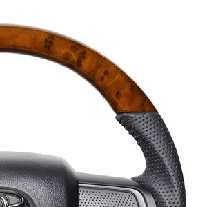 REAL ORIGINAL SERIES SOFT D SHAPE 42 BROWN WOOD BLACK STITCH STEERING WHEEL FOR SUBARU CHIFFON LA650F LA660F DIB-42BRW-BK
