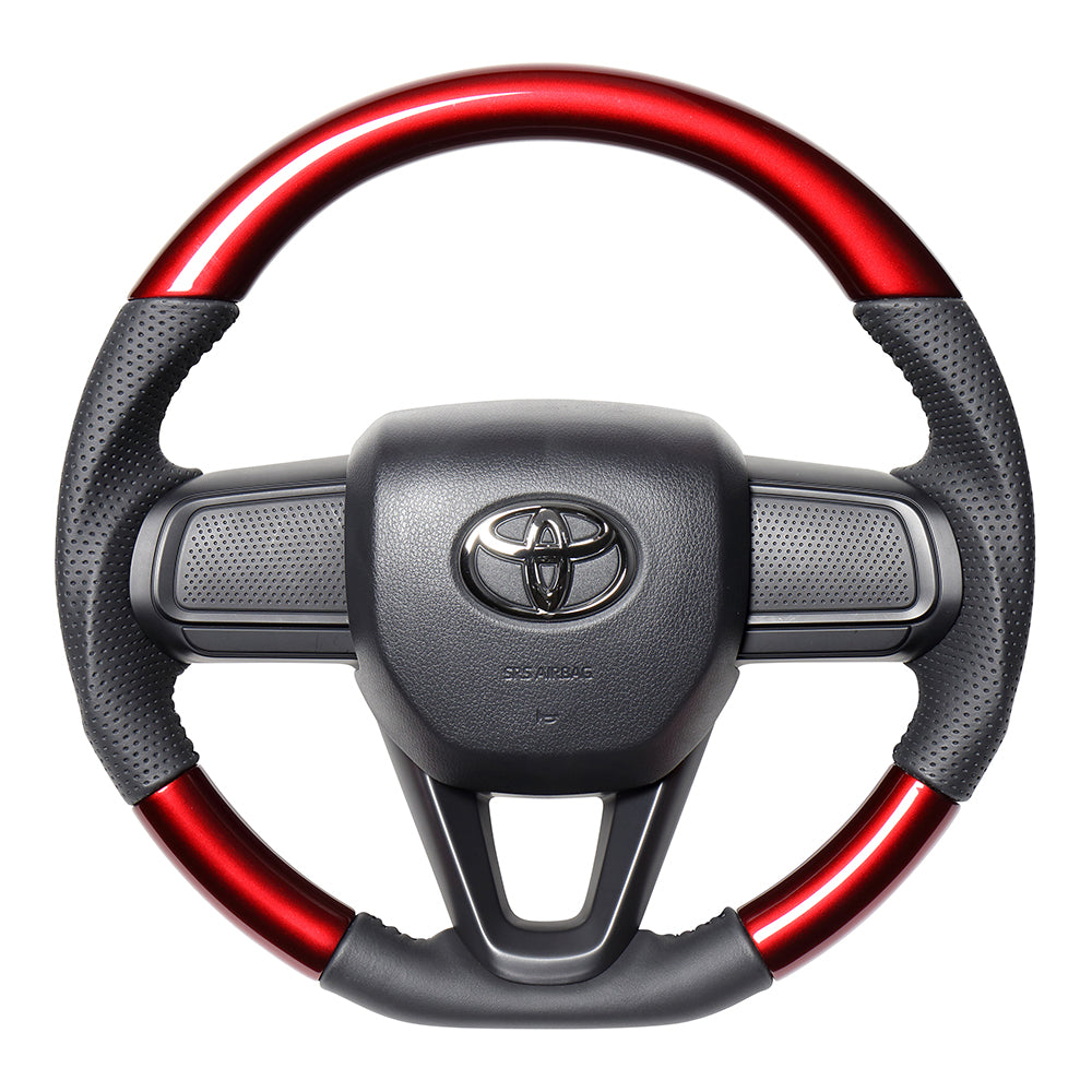 REAL ORIGINAL SERIES SOFT D SHAPE PEARL RED BLACK STITCH STEERING WHEEL FOR DAIHATSU ATRAI S700V S710V  DIB-RDW-BK