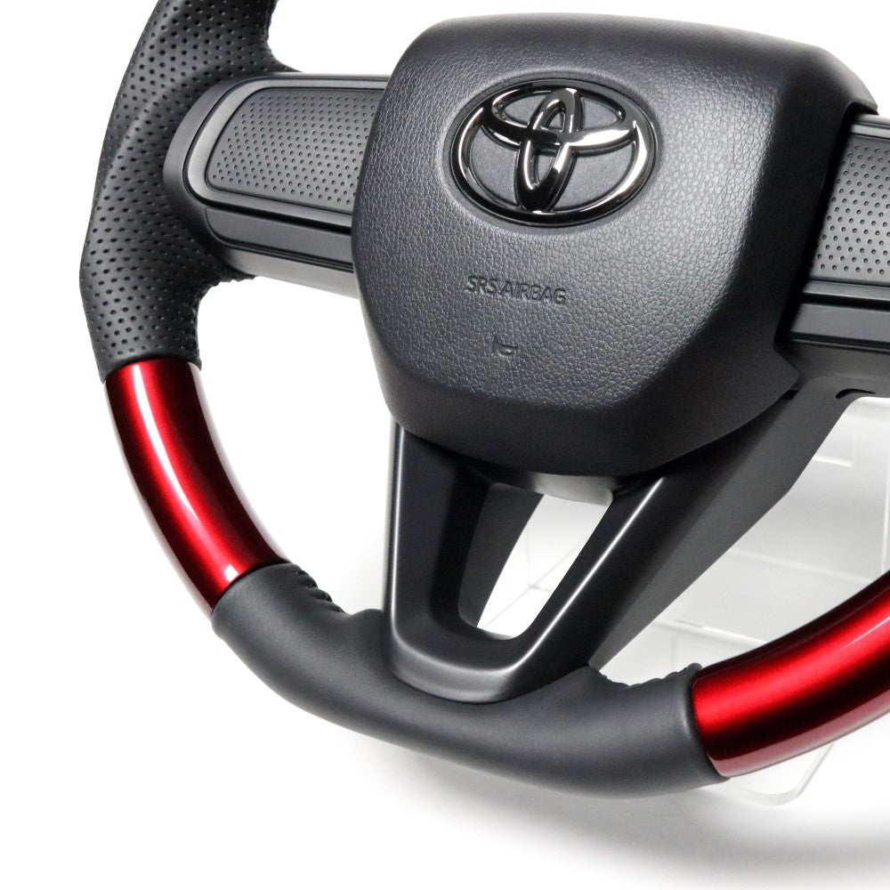 REAL ORIGINAL SERIES SOFT D SHAPE PEARL RED BLACK STITCH STEERING WHEEL FOR DAIHATSU ATRAI S700V S710V  DIB-RDW-BK