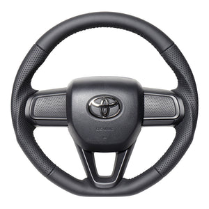 REAL ORIGINAL SERIES SOFT D SHAPE ALL LEATHER BLACK STITCH STEERING WHEEL FOR DAIHATSU HIJET TRUCK S500P: KOUKI S510P: KOUKI DIB-LPB-BK
