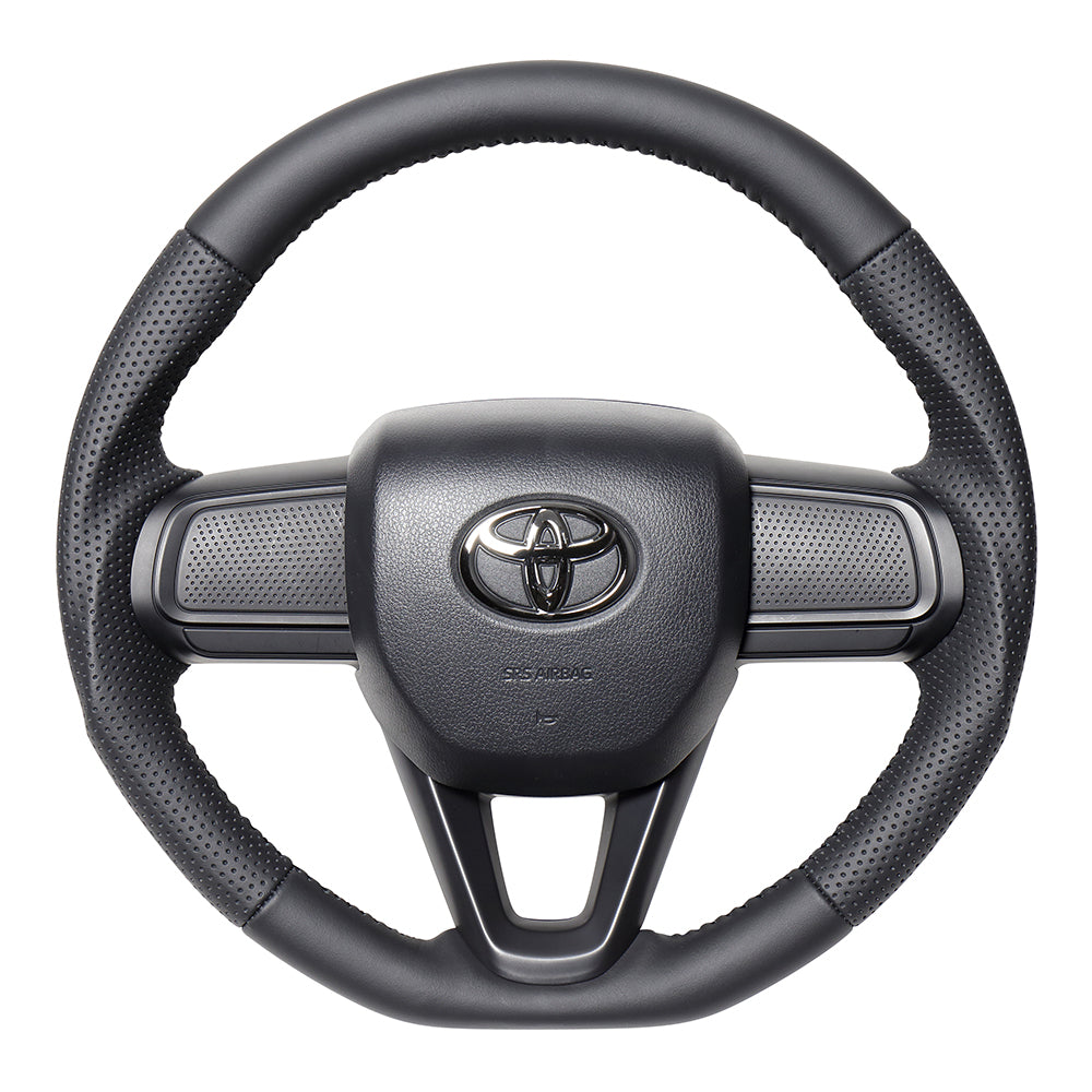 REAL ORIGINAL SERIES SOFT D SHAPE ALL LEATHER BLACK STITCH STEERING WHEEL FOR DAIHATSU ATRAI DECK VAN S700W S710W  DIB-LPB-BK