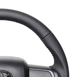 REAL ORIGINAL SERIES SOFT D SHAPE ALL LEATHER BLACK STITCH STEERING WHEEL FOR DAIHATSU HIJET TRUCK S500P: KOUKI S510P: KOUKI DIB-LPB-BK