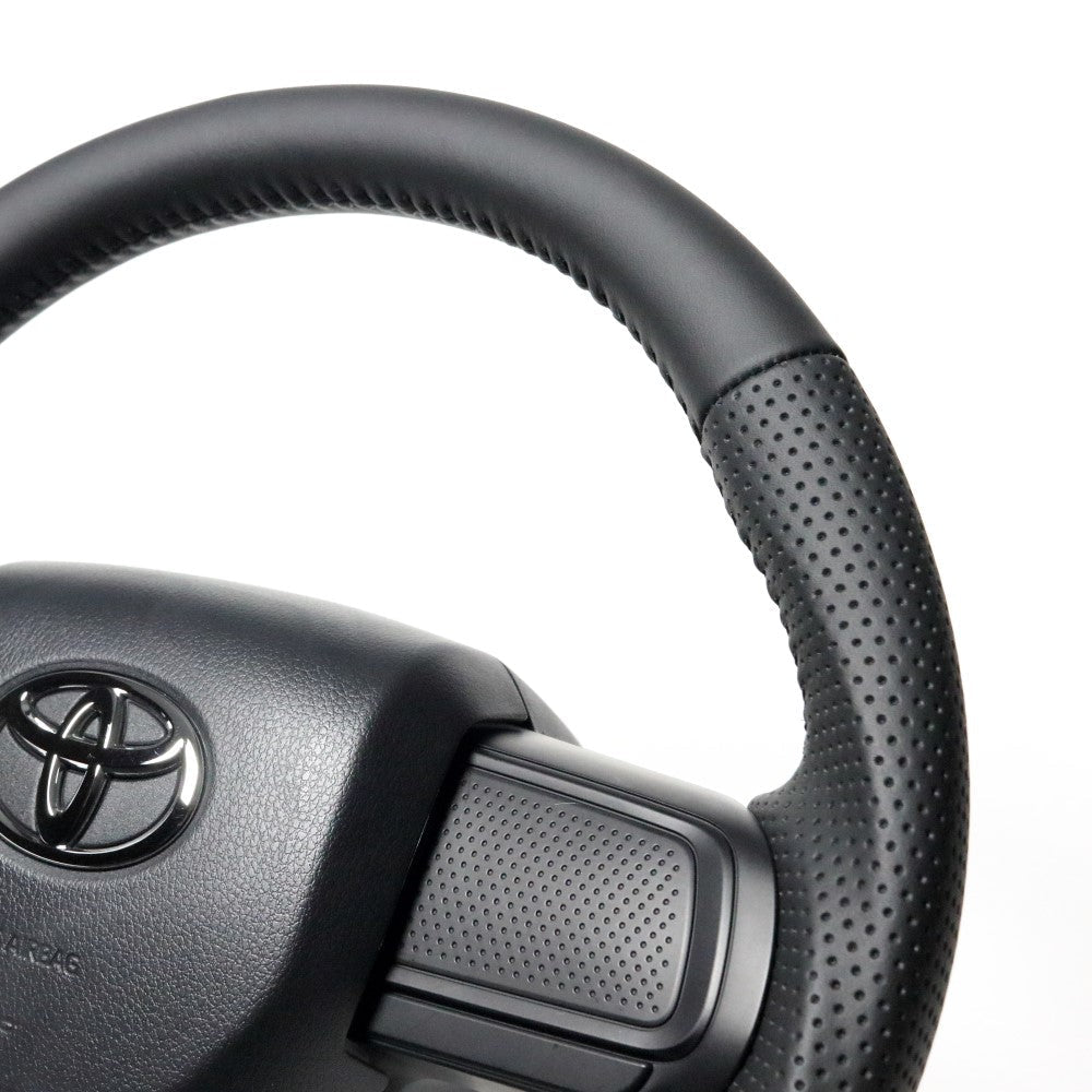 REAL ORIGINAL SERIES SOFT D SHAPE ALL LEATHER BLACK STITCH STEERING WHEEL FOR DAIHATSU ATRAI DECK VAN S700W S710W  DIB-LPB-BK