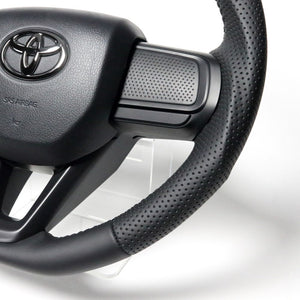 REAL ORIGINAL SERIES SOFT D SHAPE ALL LEATHER BLACK STITCH STEERING WHEEL FOR DAIHATSU HIJET TRUCK S500P: KOUKI S510P: KOUKI DIB-LPB-BK