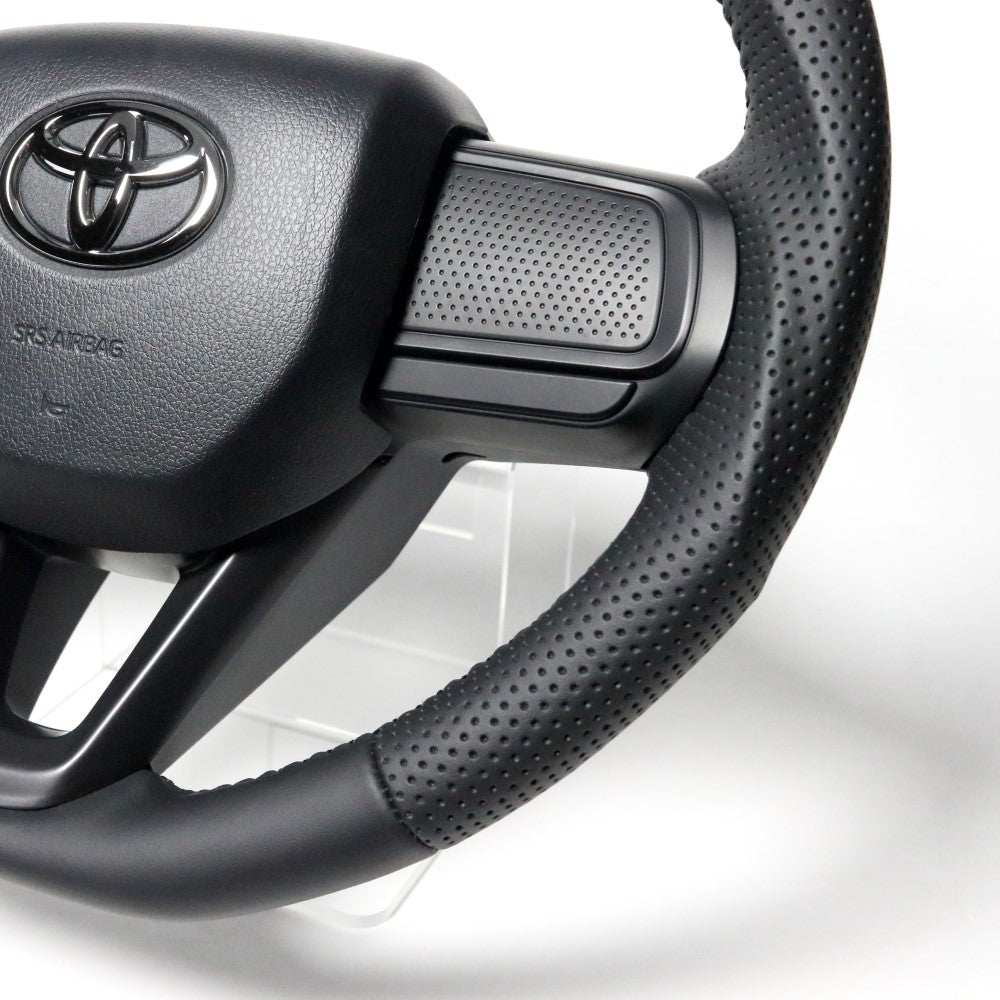 REAL ORIGINAL SERIES SOFT D SHAPE ALL LEATHER BLACK STITCH STEERING WHEEL FOR DAIHATSU ATRAI DECK VAN S700W S710W  DIB-LPB-BK
