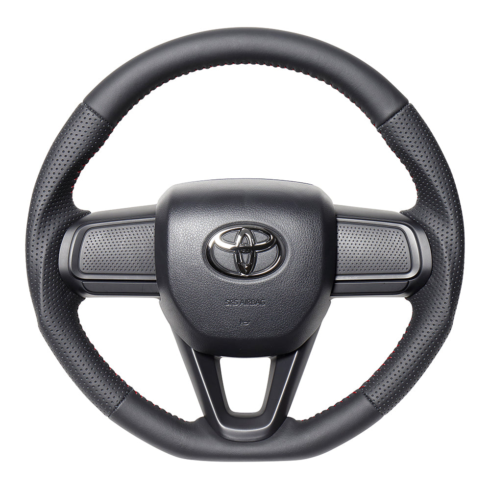 REAL ORIGINAL SERIES SOFT D SHAPE ALL LEATHER RED STITCH STEERING WHEEL FOR DAIHATSU ATRAI DECK VAN S700W S710W  DIB-LPB-RD