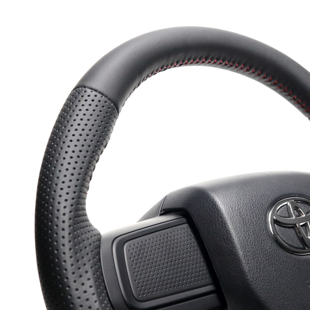 REAL ORIGINAL SERIES SOFT D SHAPE ALL LEATHER RED STITCH STEERING WHEEL FOR DAIHATSU ATRAI DECK VAN S700W S710W  DIB-LPB-RD
