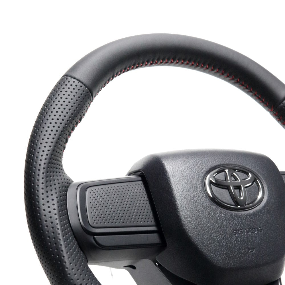 REAL ORIGINAL SERIES SOFT D SHAPE ALL LEATHER RED STITCH STEERING WHEEL FOR DAIHATSU ATRAI DECK VAN S700W S710W  DIB-LPB-RD