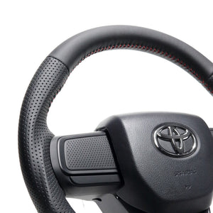 REAL ORIGINAL SERIES SOFT D SHAPE ALL LEATHER RED STITCH STEERING WHEEL FOR DAIHATSU ATRAI DECK VAN S700W S710W  DIB-LPB-RD