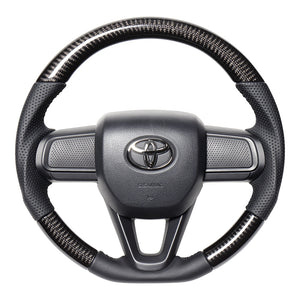REAL ORIGINAL SERIES SOFT D SHAPE BLACK CARBON BLACK STITCH STEERING WHEEL FOR DAIHATSU ATRAI DECK VAN S700W S710W  DIB-BKC-BK