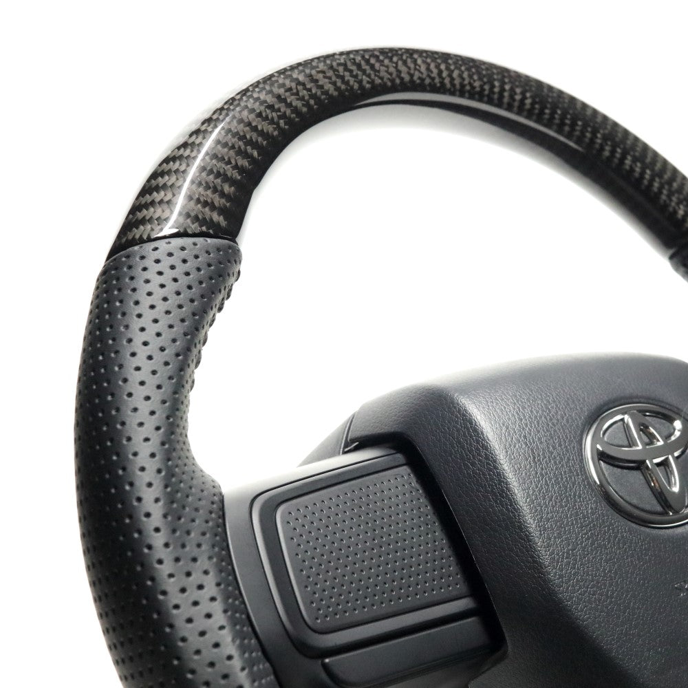 REAL ORIGINAL SERIES SOFT D SHAPE BLACK CARBON BLACK STITCH STEERING WHEEL FOR SUBARU SAMBAR TRUCK S500J:LATE S510J:LATE DIB-BKC-BK
