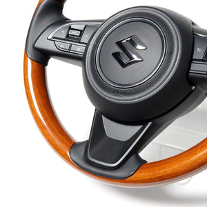 REAL ORIGINAL SERIES ALL WOOD ROUND SHAPE 05 LIGHT BROWN WOOD BLACK EURO STITCH STEERING WHEEL FOR SUZUKI JIMNY SIERRA JB74W  SZBW-LBW-BK