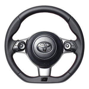 REAL ORIGINAL SERIES EMBLEM TYPE D SHAPE ALL LEATHER RED X BLACK EURO STITCH STEERING WHEEL FOR TOYOTA VITZ GRMN 130  GRM-LPB-RD