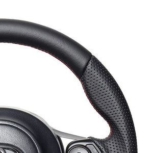 REAL ORIGINAL SERIES EMBLEM TYPE D SHAPE ALL LEATHER RED X BLACK EURO STITCH STEERING WHEEL FOR TOYOTA C-HR GR SPORT 10  GRM-LPB-RD