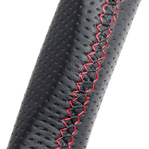 REAL ORIGINAL SERIES EMBLEM TYPE D SHAPE ALL LEATHER RED X BLACK EURO STITCH STEERING WHEEL FOR TOYOTA VITZ GRMN 130  GRM-LPB-RD