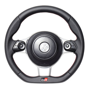 REAL ORIGINAL SERIES EMBLEM TYPE ALL LEATHER RED X BLACK EURO STITCH STEERING WHEEL FOR TOYOTA 86 GR ZN6 GRM-LPB-RD