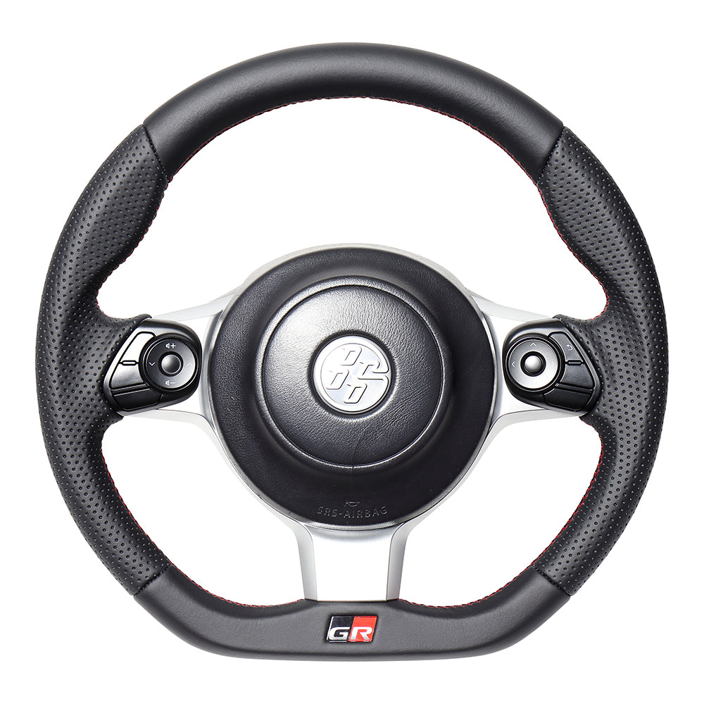 REAL ORIGINAL SERIES EMBLEM TYPE ALL LEATHER RED X BLACK EURO STITCH STEERING WHEEL FOR TOYOTA 86 ZN6 KOUKI GRM-LPB-RD