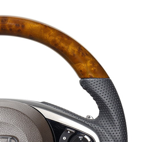 REAL ORIGINAL SERIES SOFT D SHAPE 42 BROWN WOOD BLACK STITCH STEERING WHEEL FOR HONDA N-VAN JJ1 JJ2  HND-42BRW