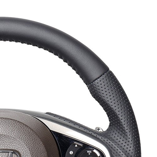 REAL ORIGINAL SERIES SOFT D SHAPE ALL LEATHER BLACK STITCH STEERING WHEEL FOR HONDA N-ONE JG3 JG4  HND-LPB