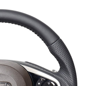 REAL ORIGINAL SERIES SOFT D SHAPE ALL LEATHER BLACK STITCH STEERING WHEEL FOR HONDA N-ONE JG3 JG4  HND-LPB