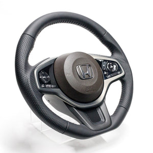 REAL ORIGINAL SERIES SOFT D SHAPE ALL LEATHER BLACK STITCH STEERING WHEEL FOR HONDA N-ONE JG3 JG4  HND-LPB