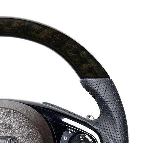REAL ORIGINAL SERIES SOFT D SHAPE BLACK WOOD BLACK STITCH STEERING WHEEL FOR HONDA N-BOX JF3 JF4 HNC-BKW-BK
